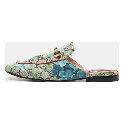 Gucci Multicolor GG Supreme Canvas Blooms Horsebit Princetown Flat Mules Size 39.5