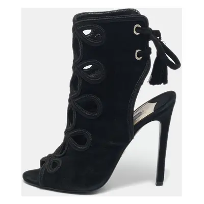 Prada Black Suede Sexy Thing Ankle Tie Sandals Size