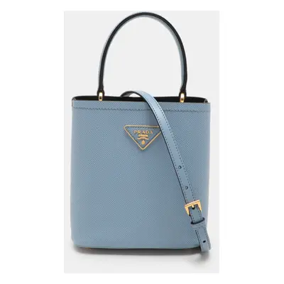 Prada Blue Leather Small Panier Top Handle Bag