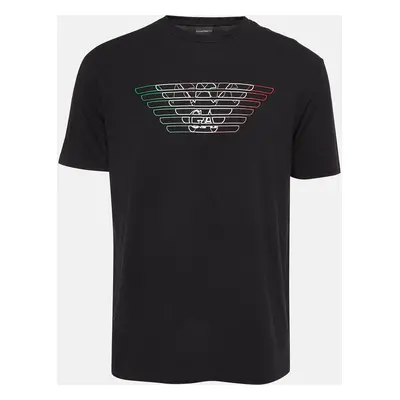 Emporio Armani Black Logo Print Cotton T-Shirt