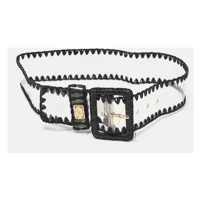 Dolce & Gabbana Black/Transparent PVC and Straw Buckle Belt 75CM