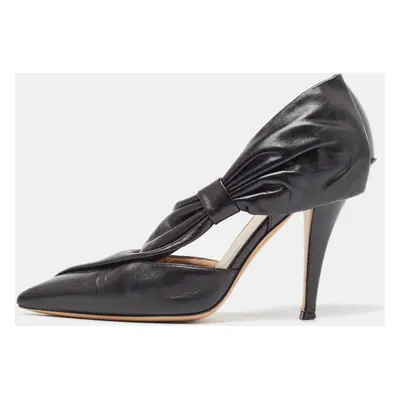 Valentino Black Leather Bow Pointed Toe Pumps Size