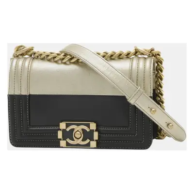 Chanel Black/Gold Lambskin Leather Boy Chain Shoulder Bag