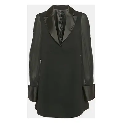 Elisabetta Franchi Black Crepe Full Sleeve Mini Dress