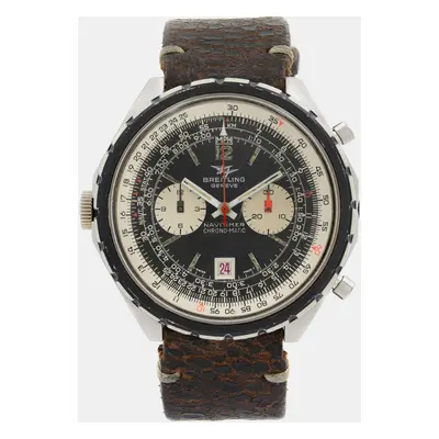 Vintage Breitling Navitimer Chrono-Matic Black And White Dial Men's Watch 47 mm