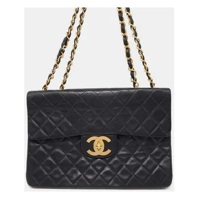 Chanel Black Lambskin Jumbo Chain Shoulder Bag