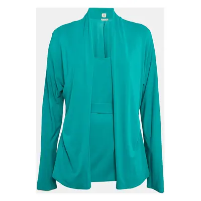 Hermes Green Jersey Belted Top