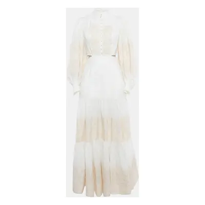 Alemais Off-White Applique Detail Linen Cut-Out Maxi Dress