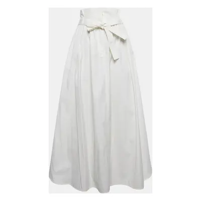 Weekend Max Mara White Cotton Pleated Maxi Skirt