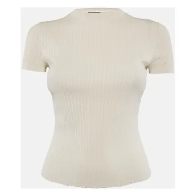 Loro Piana Light Beige Rib Knit Silk Top