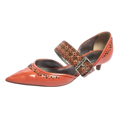 Bottega Veneta Coral Leather And Ayers Dahlia Chenille D'orsay Pumps Size