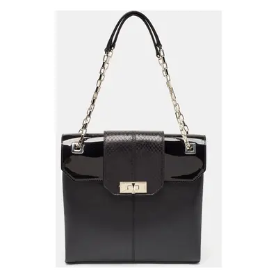 Cartier Black Python, Patent and Leather Feminine Line Tote