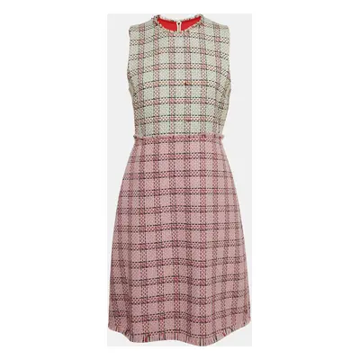 Gucci Pink Tweed Lurex Damier Sheath Dress