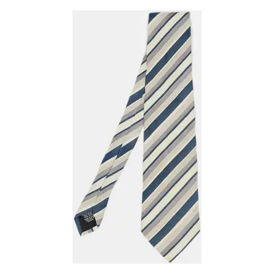 Boss By Hugo Boss Blue/Beige Diagonal Striped Silk Tie