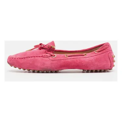 Tod's Pink Suede Slip On Loafers Size