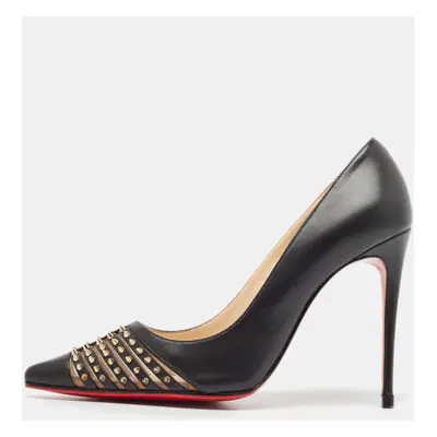 Christian Louboutin Black Leather and Mesh Bareta Pumps Size