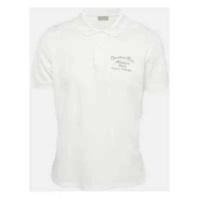 Dior Homme White Atelier Embroidered Pique Polo T-Shirt