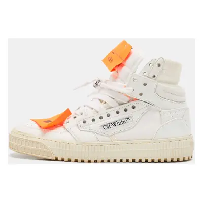 Off-White White Leather and Canvas Off Court 3.0 High Top Sneakers Size