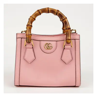 Gucci Pink Leather Mini Diana Bamboo Tote Bag