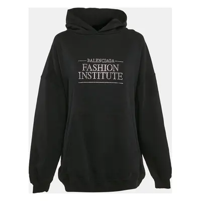 Balenciaga Unisex Black Fashion Institute Embellished Cotton Oversized Hoodie