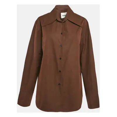 Jil Sander Brown Cotton Oversized Shirt