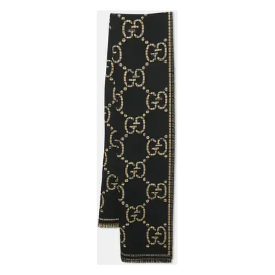 Gucci Black Fringe Scarf