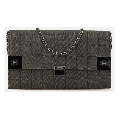 Chanel Grey Denim Choco Bar Chain Flap Bag