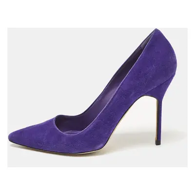 Manolo Blahnik Purple Suede BB Pointed Toe Pumps Size 38.5