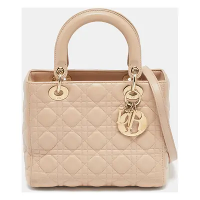 Dior Beige Cannage Leather Lady Dior Tote