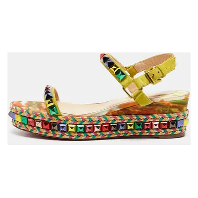 Christian Louboutin Multicolor Suede Pyraclou Ankle Strap Sandals Size