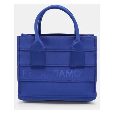 Salvatore Ferragamo Blue Logo Print Nylon Tote