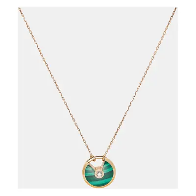 Cartier Amulette De Cartier Malachite Diamonds 18k Rose Gold Small Model Necklaces