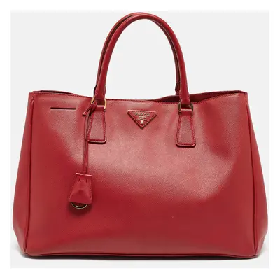 Prada Red Saffiano Lux Leather Gardener's Tote