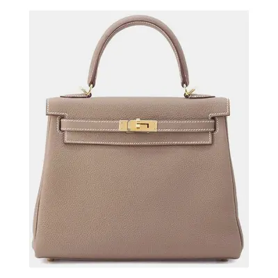 Hermes Etoupe Togo Leather Kelly Tote Bag