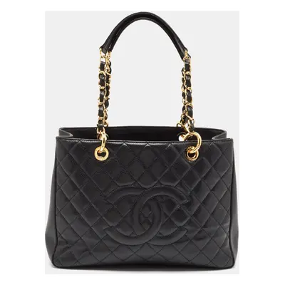 Chanel Black Quilted Caviar Leather Grand Shopper Tote