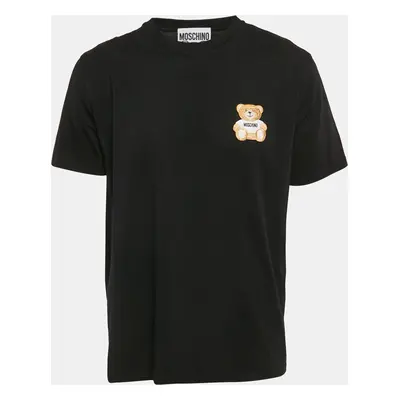 Moschino Black Cotton Teddy Applique Cotton Jersey T-Shirt