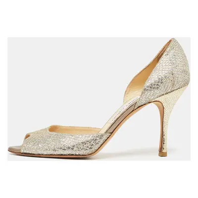 Jimmy Choo Silver Glitter Logan Pumps Size