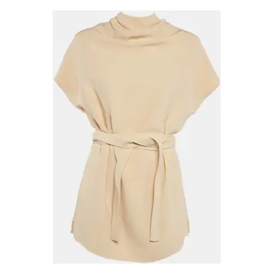 Celine Cream Silk Tie-Up Detail Mini Dress