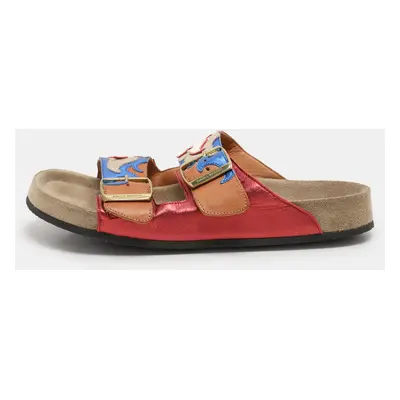 Isabel Marant Multicolor Leather Lelik Buckle Embellished Flat Size