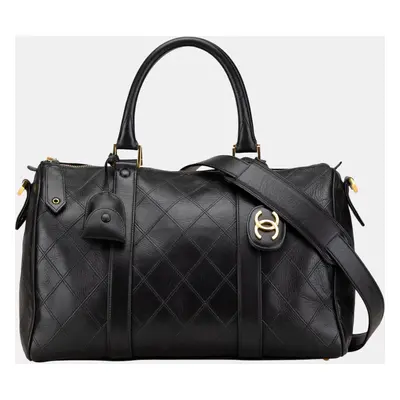 Chanel Black Medium Diamond Stitch Lambskin Satchel