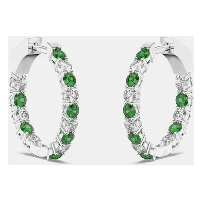 925 Sterling Silver Hoop Color & Lab Grown Diamond Earrings