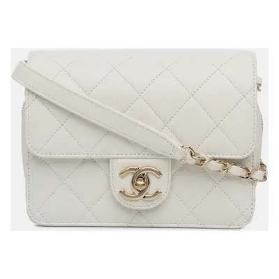 Chanel White Mini Caviar Like a Wallet Flap