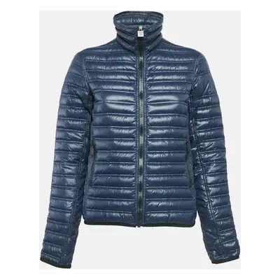 Chanel Navy Blue Nylon Zip-Up Quilted Jacket