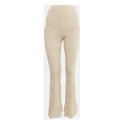 Sandro Beige Stretch Knit Flared Trousers