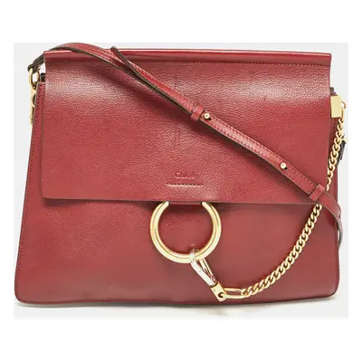 Chloe Red Leather Medium Faye Shoulder Bag