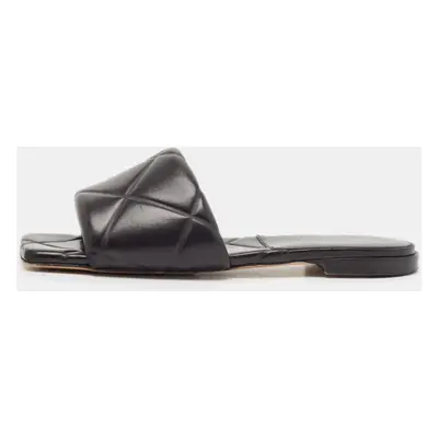 Bottega Veneta Black Leather Lido Flat Slides Size