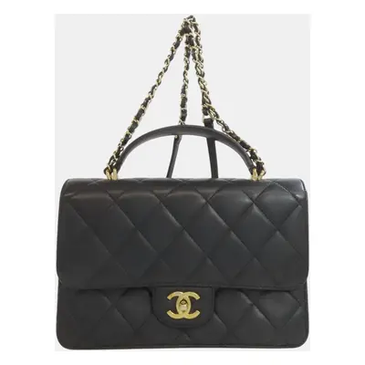 Chanel Black Lambskin Leather Shoulder Bag