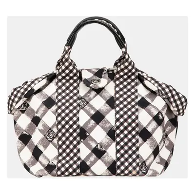 Chanel Black White Canvas Gingham Bag