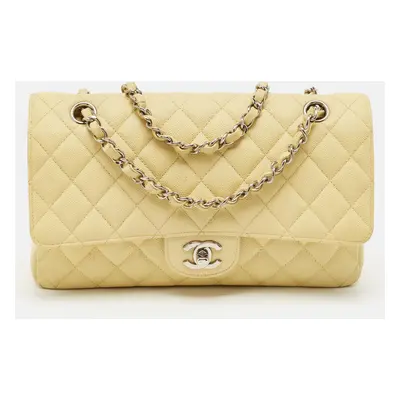 Chanel Yellow Caviar Quilted Leather Classic Double Flap Bag