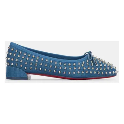 Christian Louboutin Blue Sweetie Jane Spikes Flat Toile Denim Women’s IT